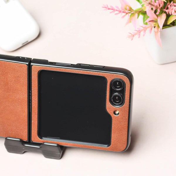 Brown Leather Case for Samsung Galaxy Z FLIP 6 - The Hatke