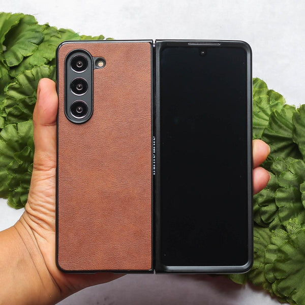 Brown Leather Case for Samsung Galaxy Z Fold 6 - The Hatke