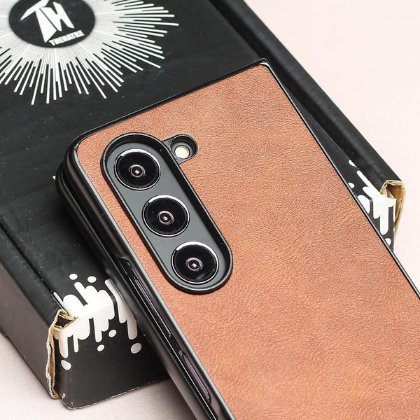 Brown Leather Case for Samsung Galaxy Z Fold 6 - The Hatke
