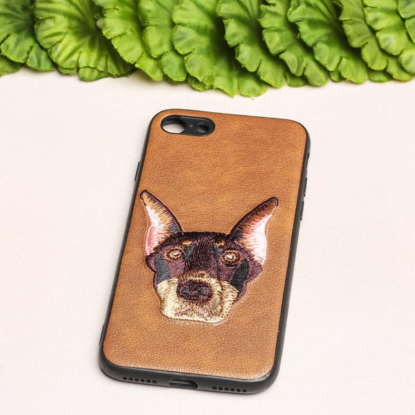 Brown Leather Doberman Ornamented for Apple Iphone 7 - The Hatke