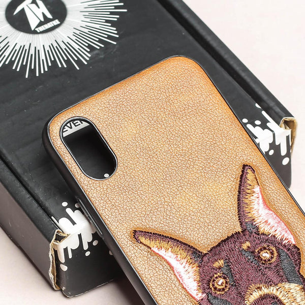 Brown Leather Doberman Ornamented for Apple Iphone X/XS - The Hatke