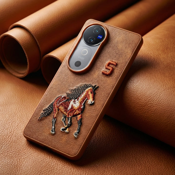 Brown Leather Horse No. 5 OC Ornamented for Vivo V40 - The Hatke