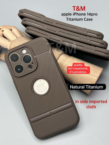 Brown Natural Titanium Parallax Spigen Engraved Silicone Case for Apple iphone 14 Pro - The Hatke