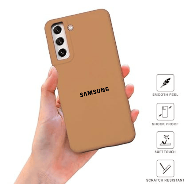 Brown Original Camera Safe Silicone case for Samsung S22 - The Hatke