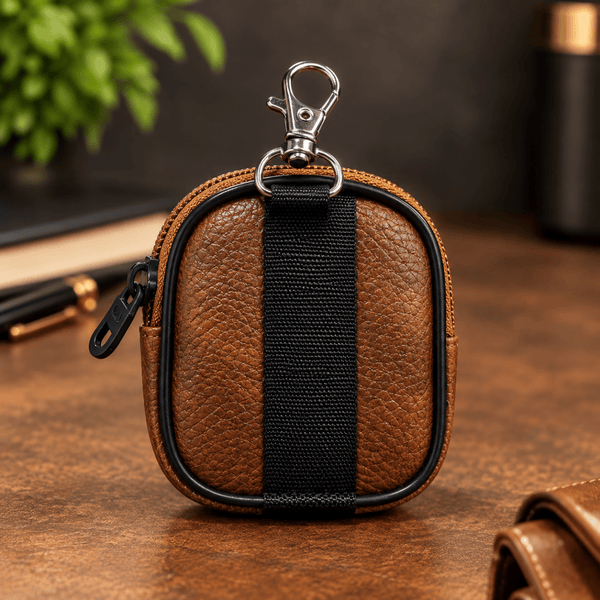 Brown Premium Bluetooth Earbuds Cover Pouch - The Hatke
