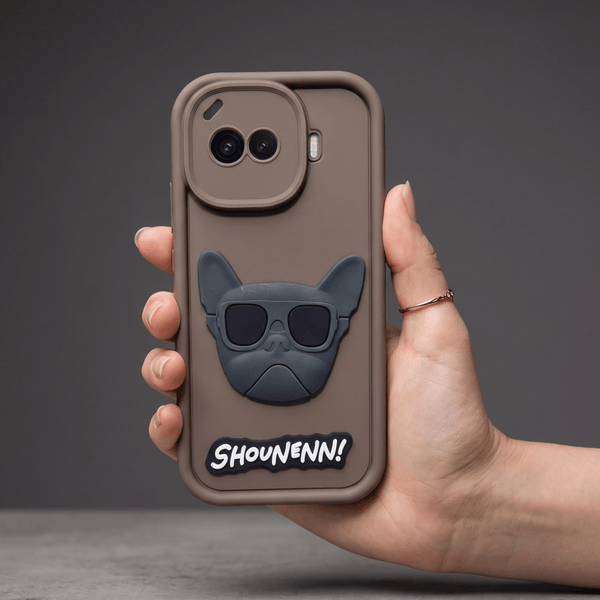 Brown SHOUNENN BULLDOG Silicone case for Iqoo 15r - The Hatke