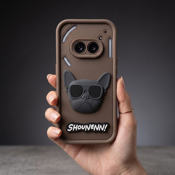 Brown SHOUNENN BULLDOG Silicone case for Nothing Phone 2A - The Hatke