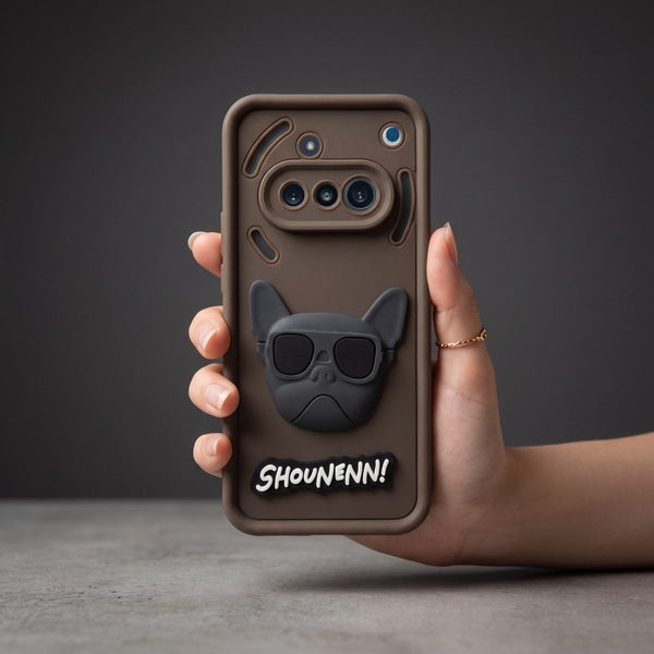 Brown SHOUNENN BULLDOG Silicone case for Nothing Phone 3A - The Hatke