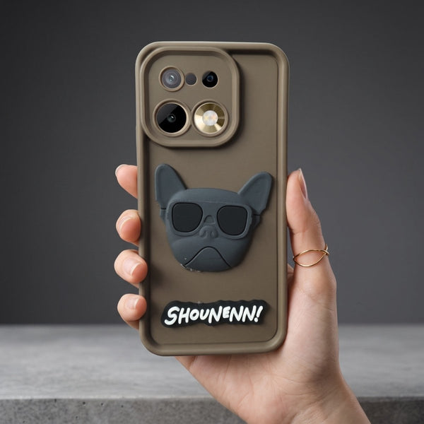 Brown SHOUNENN BULLDOG Silicone case for Realme 16 Pro Plus - The Hatke