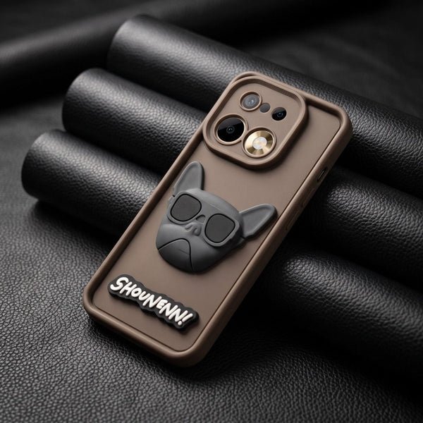 Brown SHOUNENN BULLDOG Silicone case for Realme 16 Pro Plus - The Hatke