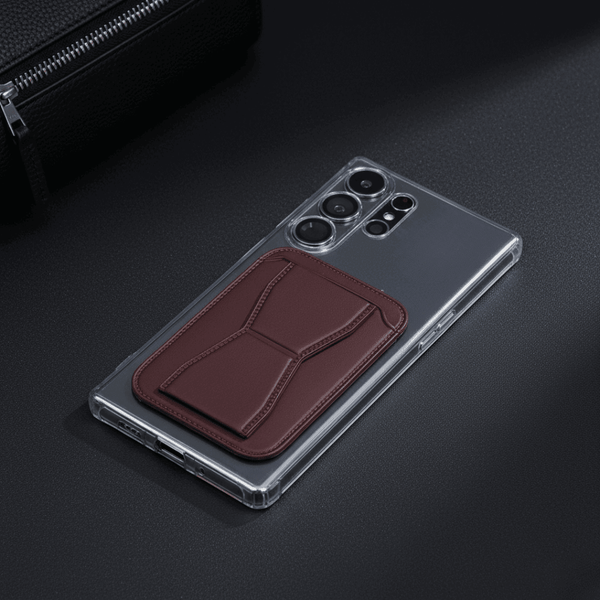 Brown Sticky Mobile Wallet With Stand (Compatible For Only Android) - The Hatke