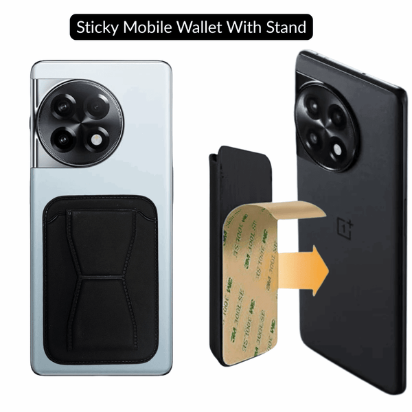 Brown Sticky Mobile Wallet With Stand (Compatible For Only Android) - The Hatke