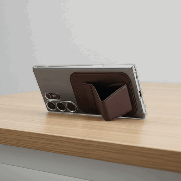 Brown Sticky Mobile Wallet With Stand (Compatible For Only Android) - The Hatke