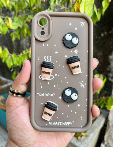 Dark Brown COFFEE (ALWAYS HAPPY) Silicone case for Apple iphone Xr