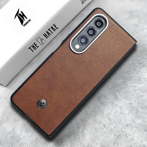 Brown Classy Leather Case for Samsung Galaxy Z Fold 4