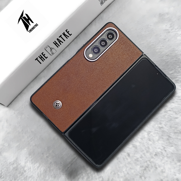 Brown Classy Leather Case for Samsung Galaxy Z Fold 4