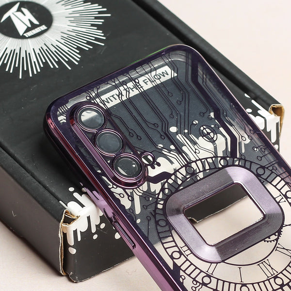 Purple Watch Machine Logo Cut Transparent Case for Oneplus Nord CE