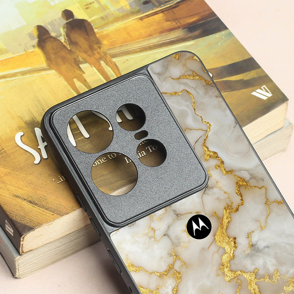 Gold Vein Glory metal back case for Motorola Edge 50 Pro