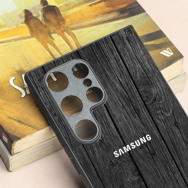 Dark Wood metal back case for Samsung S24 Ultra