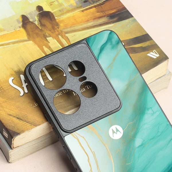 Green Luxe Marble metal back case for Motorola Edge 50 Pro