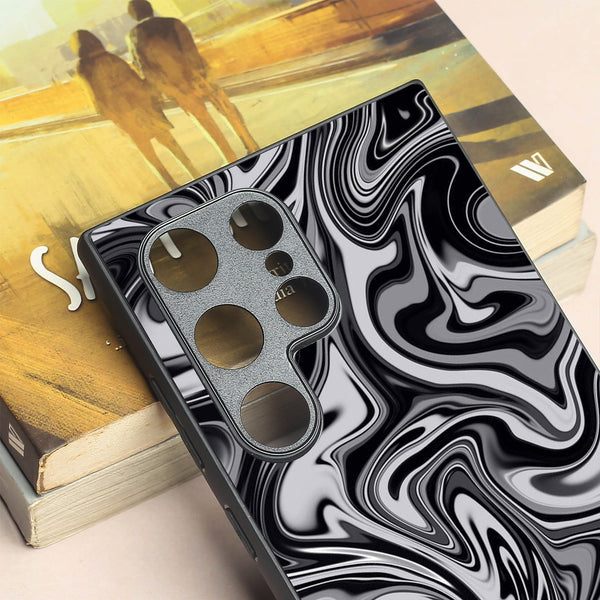 Blackout Marble metal back case for Samsung S24 Ultra
