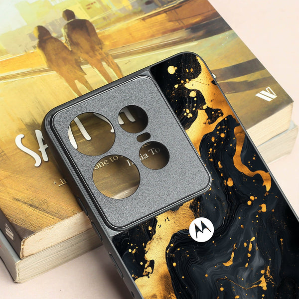 Black Gold Blaze  metal back case for Motorola Edge 50 Pro