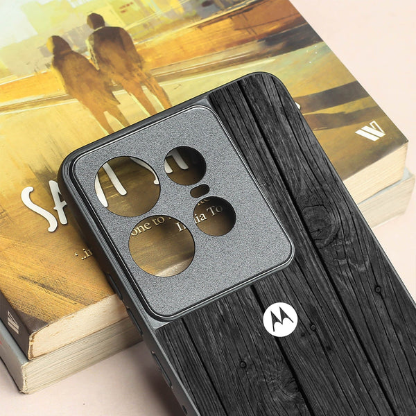 Dark Wood metal back case for Motorola Edge 50 Pro