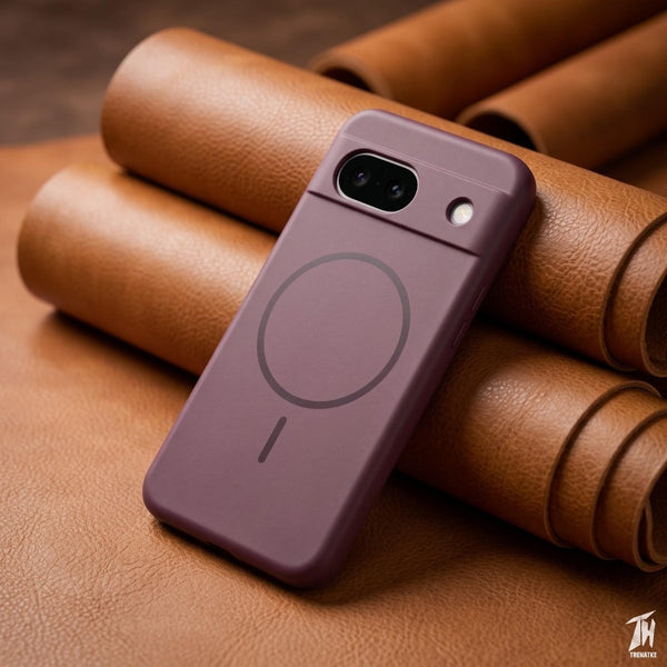 CAVEN Camera Dark Pink Silicone case for Google Pixel 8a - The Hatke