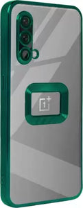 Green 6D Chrome Logo Cut Transparent Case for Oneplus Nord CE