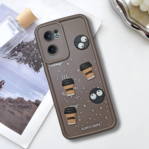 Brown COFFEE (ALWAYS HAPPY) Silicone case for Oneplus NORD CE 2