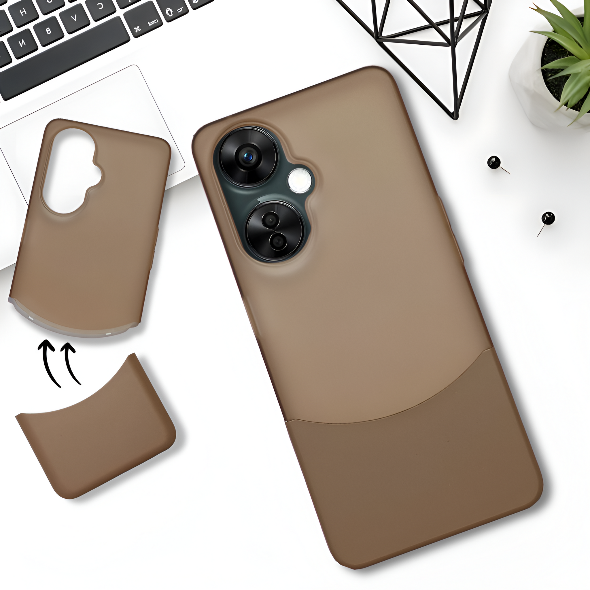 Brown Detach Matte Case For Oneplus Nord Ce 3 Lite
