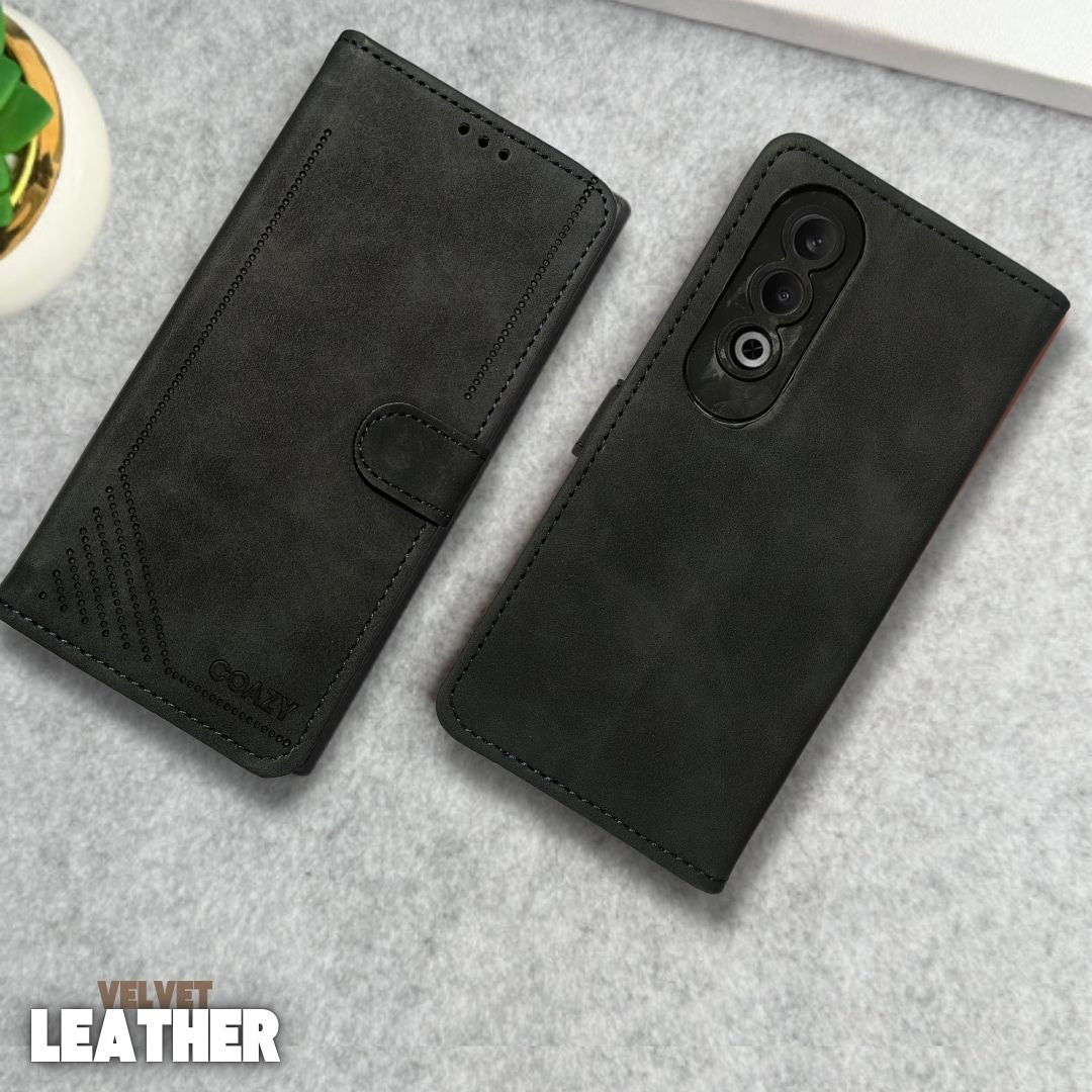 Velvet Black Flip Leather Case for Oneplus Nord Ce 4