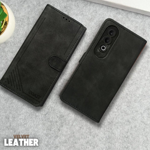Velvet Black Flip Leather Case for Oneplus Nord Ce 4