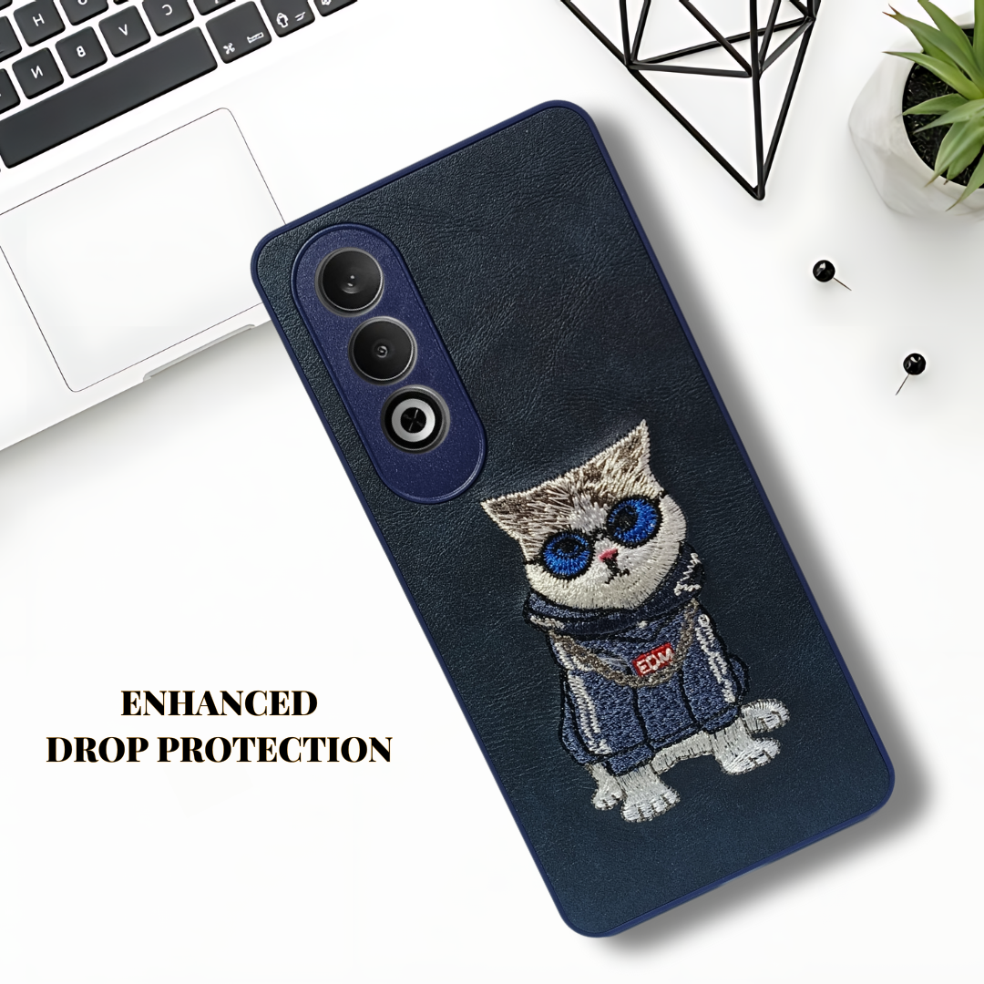 Blue`Leather Cute Cat Camera Ornamented for Oneplus Nord CE 4