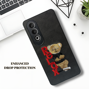 Black Leather Relax Teddy Lion Camera Ornamented for Oneplus Nord CE 4
