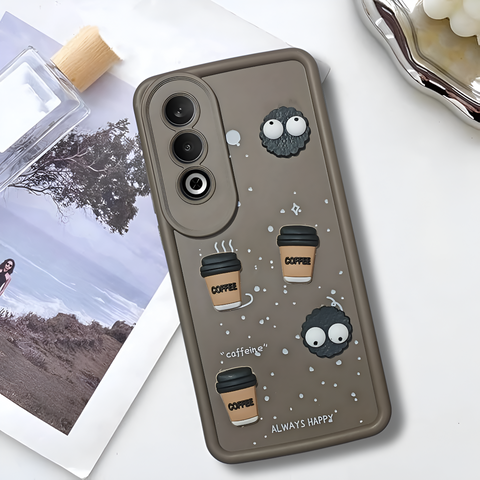 Brown COFFEE (ALWAYS HAPPY) Silicone case for Oneplus Nord Ce 4