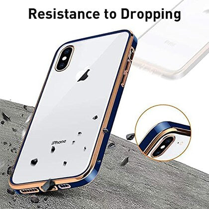 Blue Electroplated Transparent Case for Apple iphone Xs max