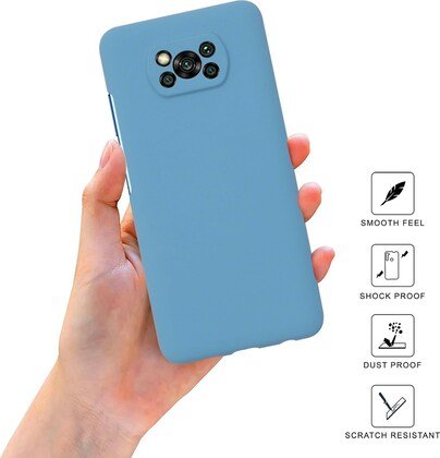 Cosmic Blue Camera Original Silicone Case for Poco X3 - The Hatke