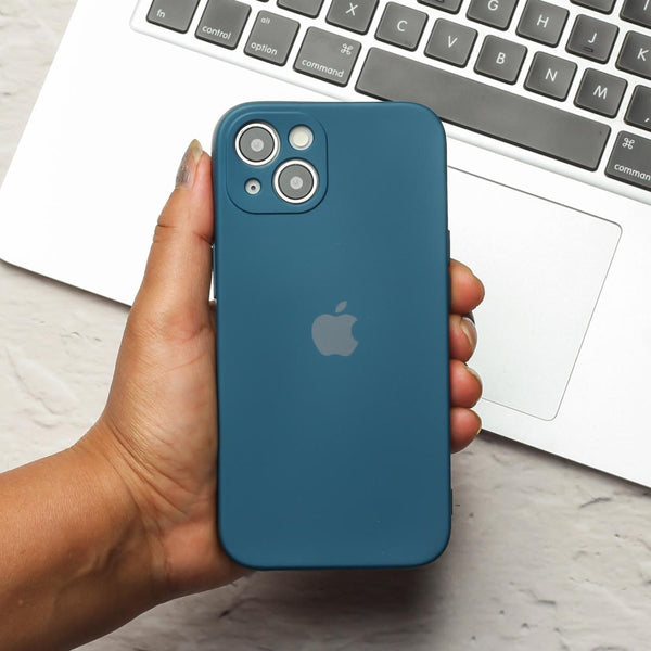 Cosmic Blue Original Camera Safe Silicone case for Apple iphone 13 - The Hatke