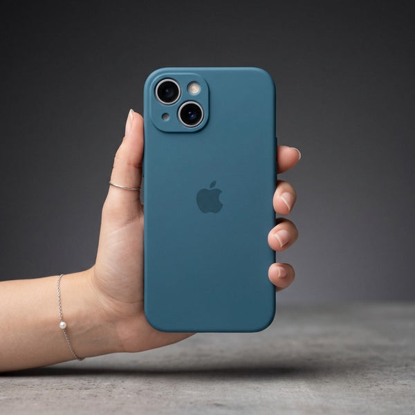 Cosmic Blue Original Camera Safe Silicone case for Apple iphone 14 Plus - The Hatke