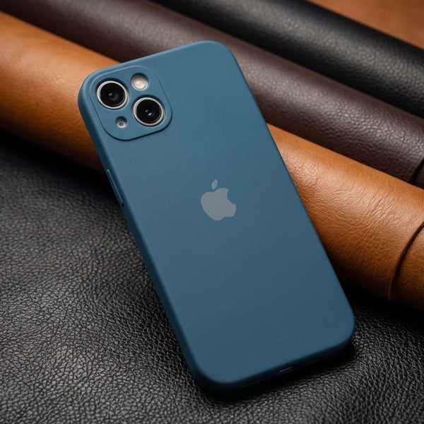 Cosmic Blue Original Camera Safe Silicone case for Apple iphone 14 Plus - The Hatke