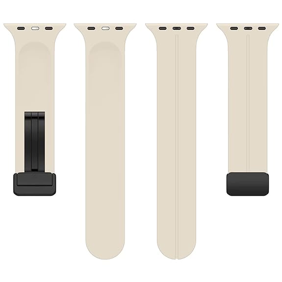 Cream Magnetic Clasp Adjustable Strap For Apple Watch SERIES 5 (42mm/44mm/45mm/46mm/49mm) - The Hatke