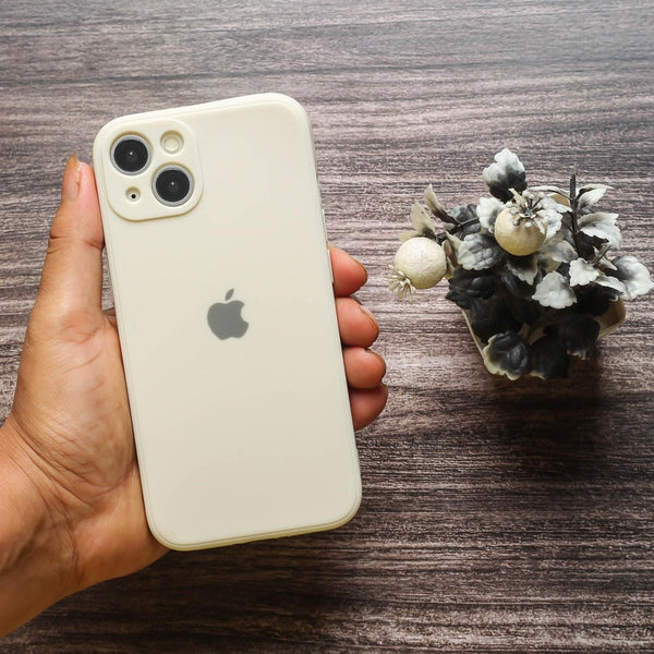 Cream Original Camera Silicone case for Apple iphone 15 - The Hatke
