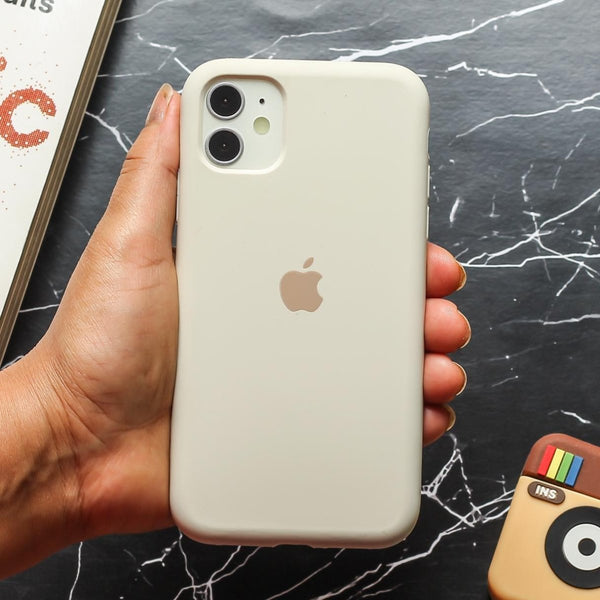 Cream Original Silicone case for Apple iphone 11 - The Hatke