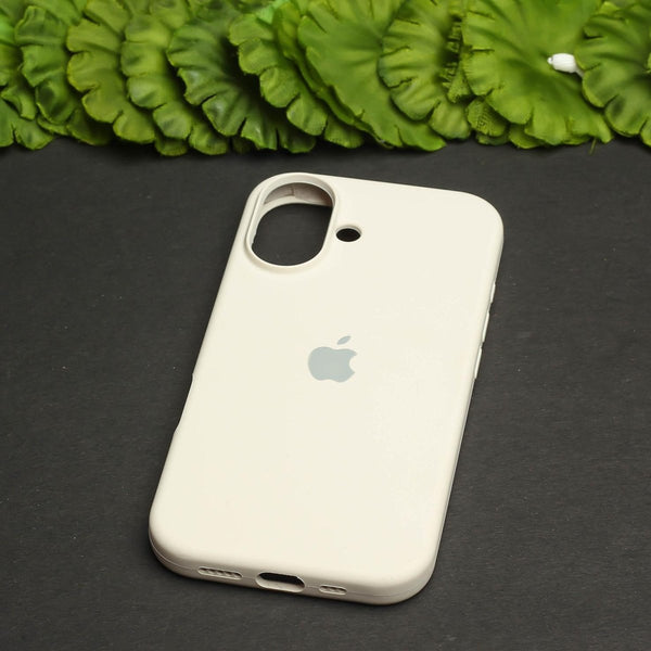 Cream Original Silicone case for Apple iphone 16 Plus - The Hatke