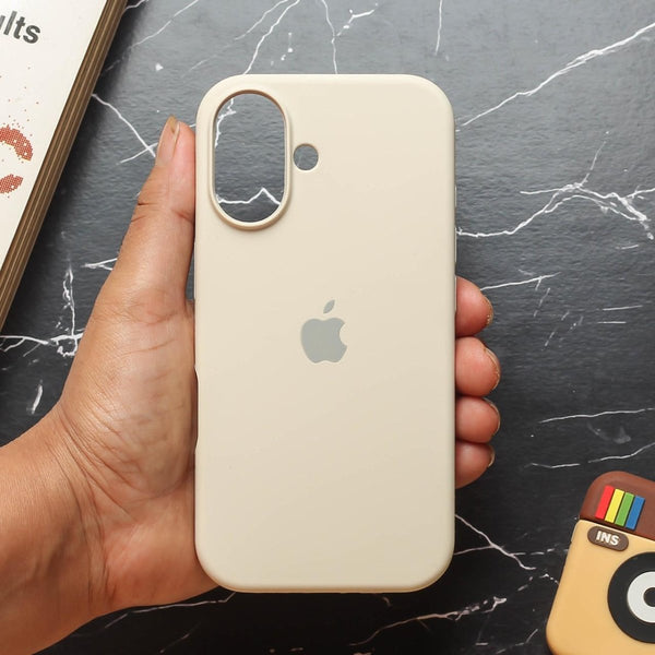 Cream Original Silicone case for Apple iphone 16 Plus - The Hatke