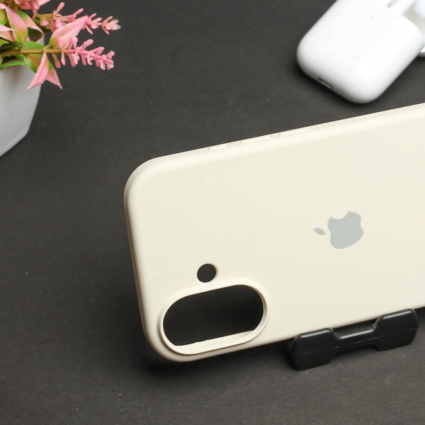 Cream Original Silicone case for Apple iphone 16 Plus - The Hatke