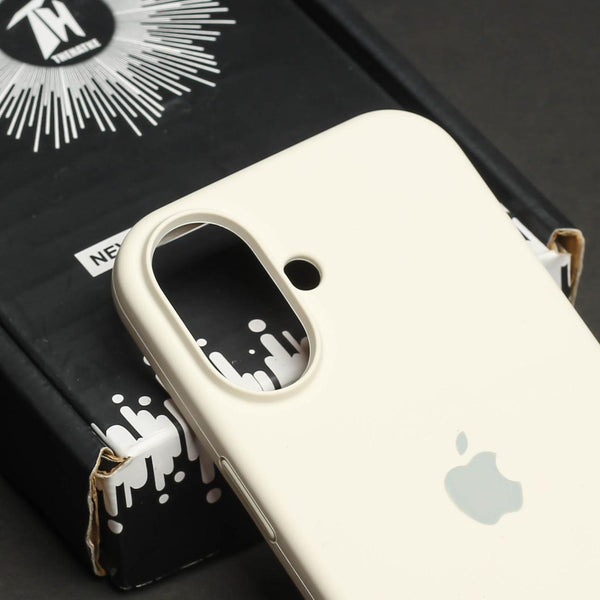 Cream Original Silicone case for Apple iphone 16 Plus - The Hatke