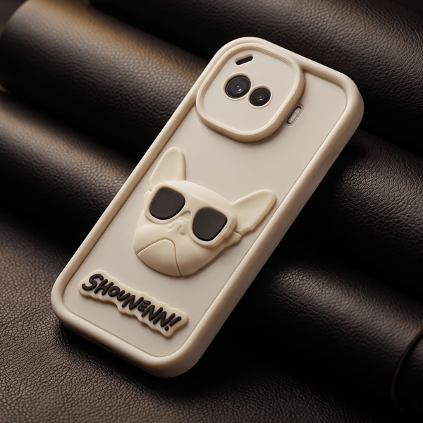 Cream SHOUNENN BULLDOG Silicone case for Iqoo 15r - The Hatke
