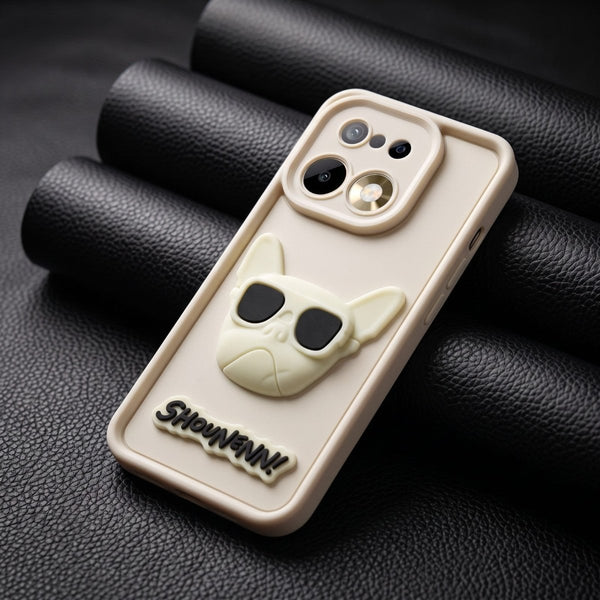 Cream SHOUNENN BULLDOG Silicone case for Realme 16 Pro Plus - The Hatke